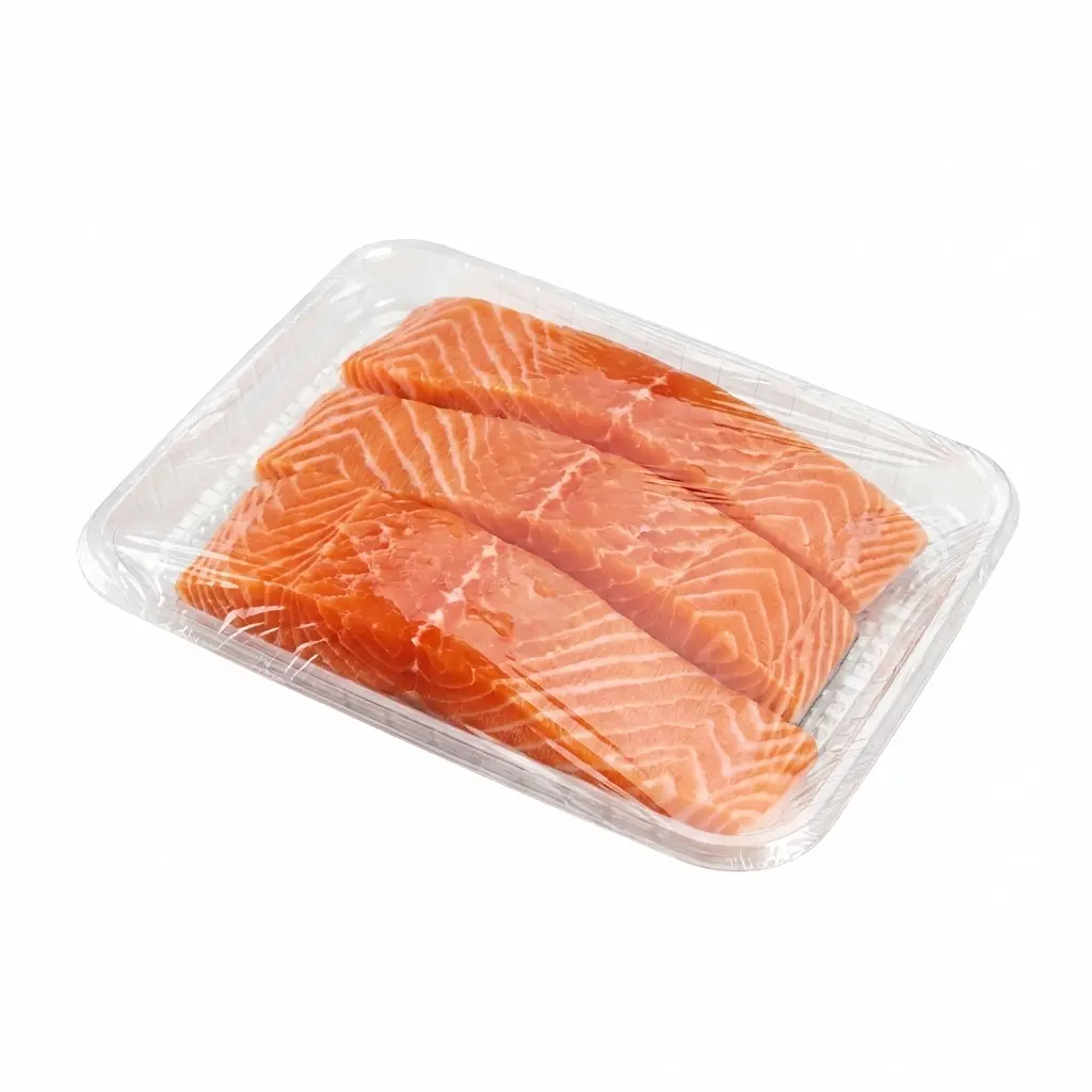11 14 x 8 78 x 1 18 Clear PET Meat Tray Salmon Fillet Retail Pack