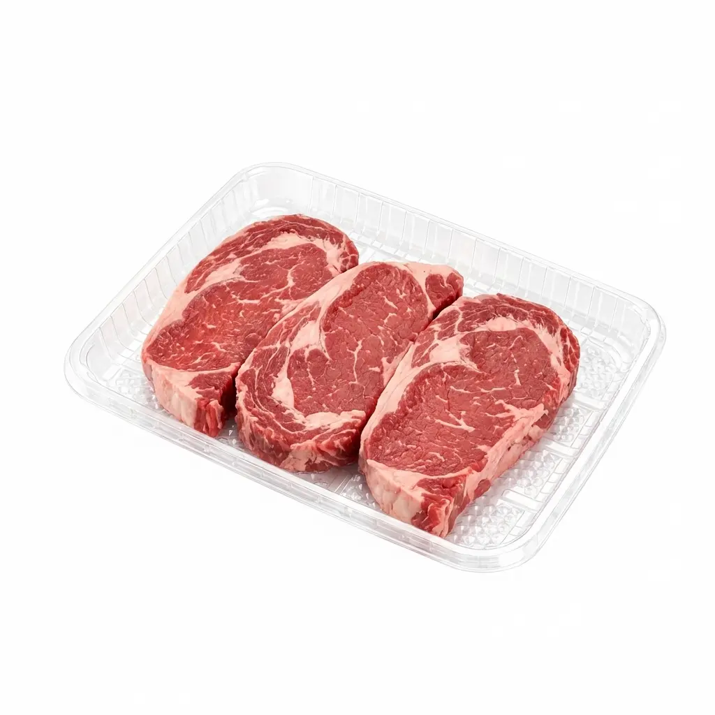 11 14 x 8 78 x 1 18 Clear PET Meat Tray Three-Steak Retail Pack