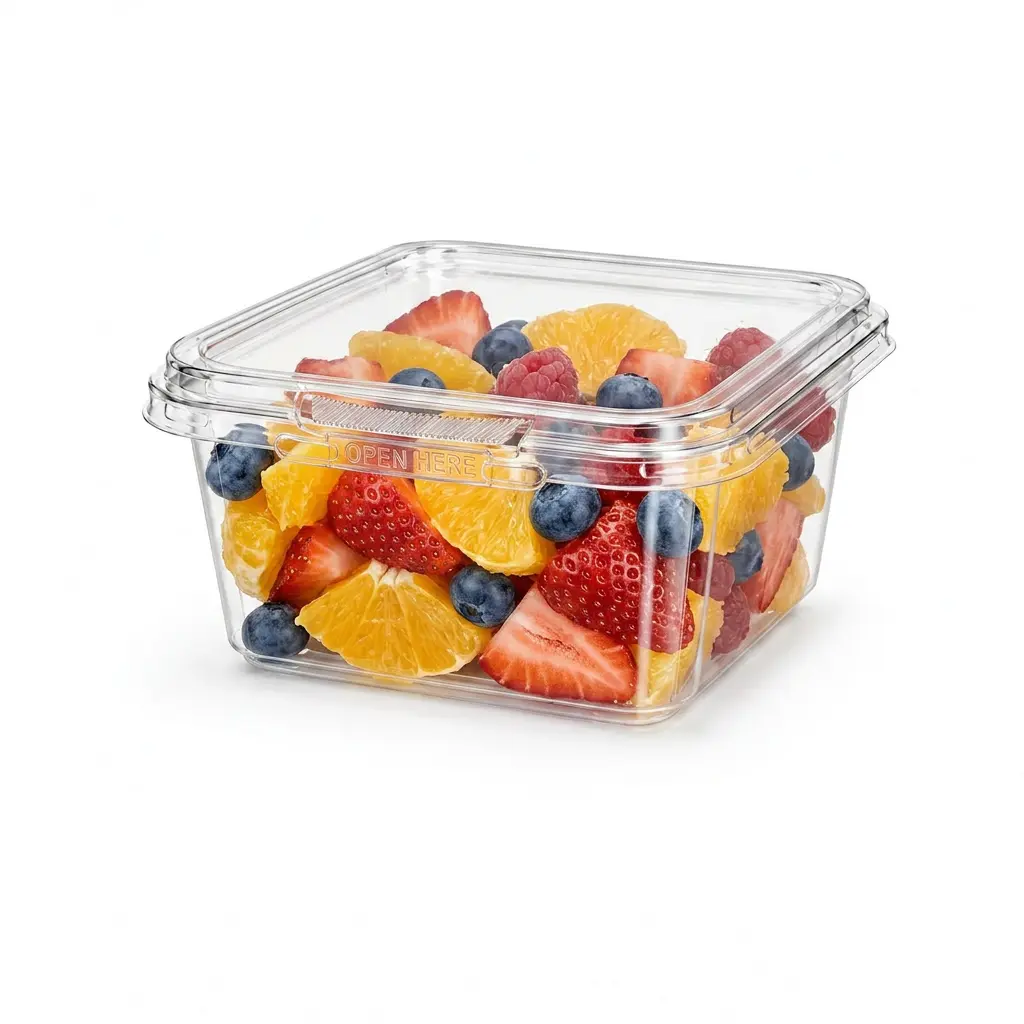 12oz-360ml-clear-square-pet-rpet-tamper-evident-container-citrus-berry-fruit-cup 12OZ/360ml Clear Square PET/RPET Tamper-Evident Container for citrus berry fruit cup