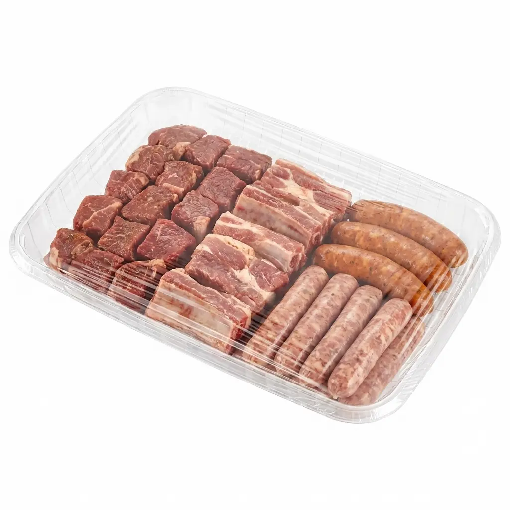 13 x 9 78 x 1 18 Clear PET Meat Tray Mixed BBQ Meat Pack I