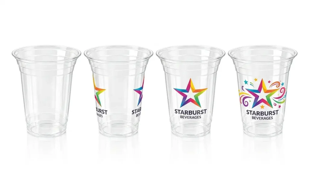 14 oz PET/RPET Clear Cold Cup custom brand printing display