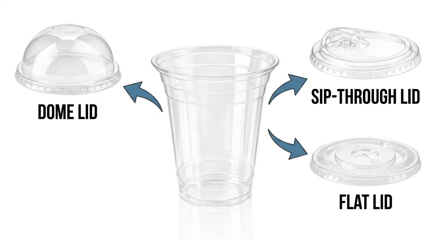 14 oz PET/RPET Clear Cold Cup compatible with dome lid, sip-through lid, and flat lid