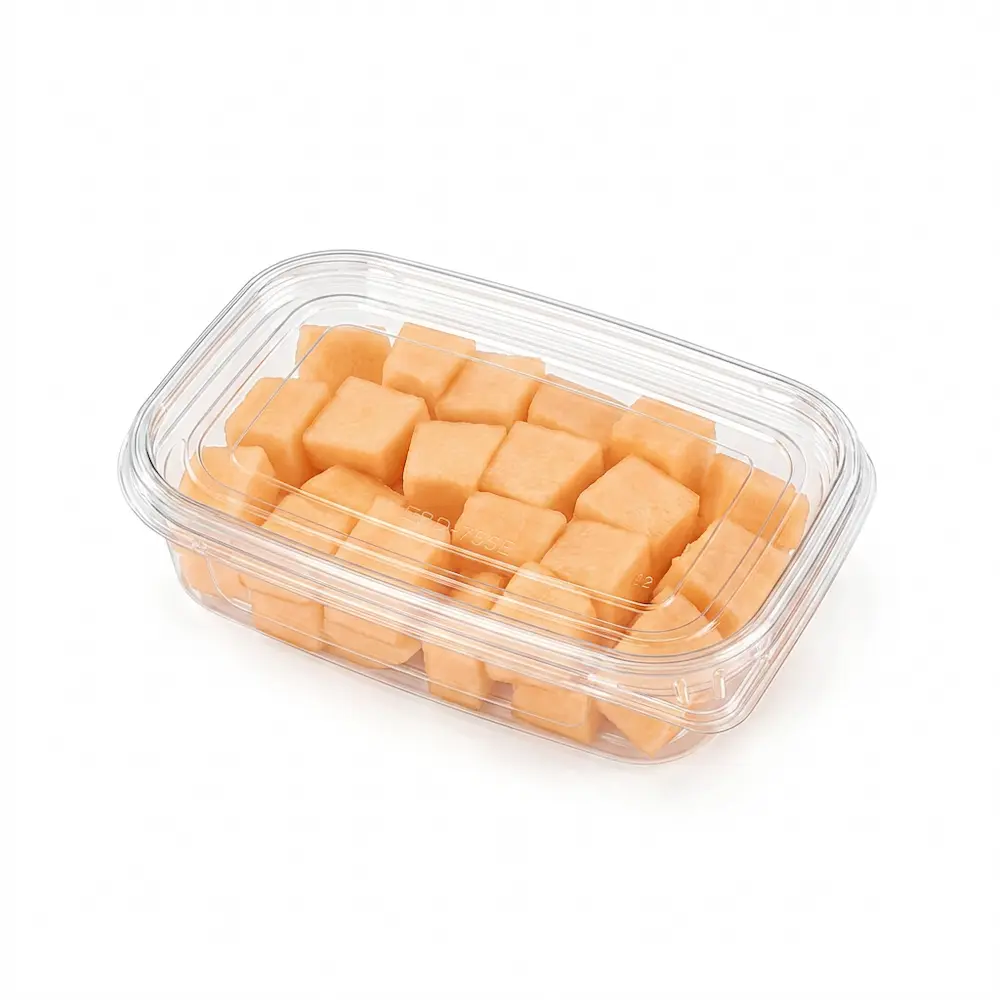 17OZ 500ML Clear PET Single-Compartment Container for cantaloupe cubes