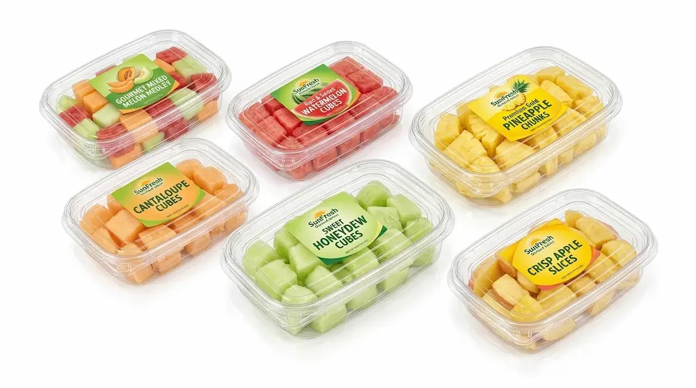 17OZ 500ML Clear PET Single-Compartment Containers with fruit label designs