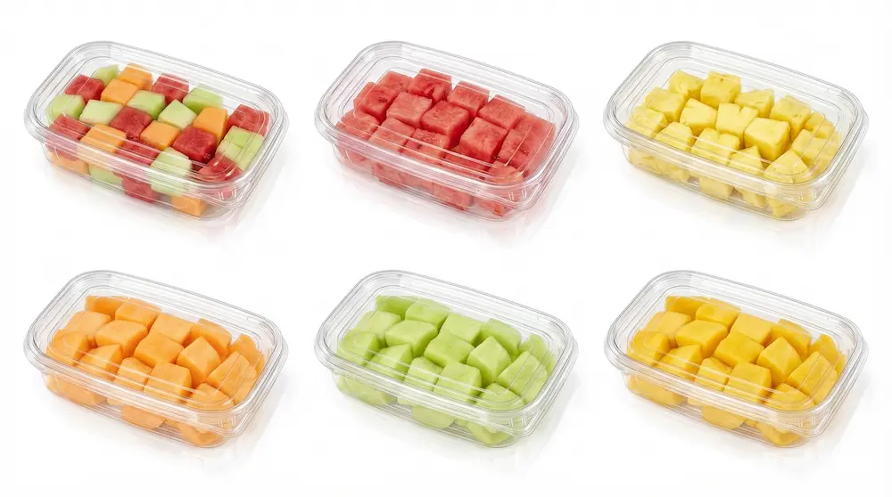 Assorted 17OZ 500ML Clear PET Single-Compartment Containers for fresh-cut fruit