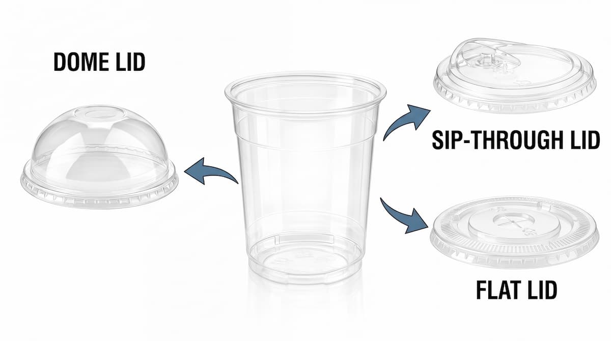 18 oz PET/RPET Clear Cold Cup compatible with dome lid, sip-through lid, and flat lid