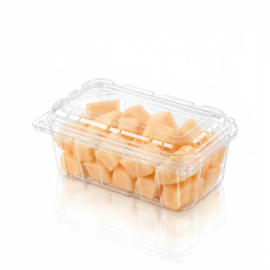 1LB Flip-Top Agricultural Container for Diced Cantaloupe Packaging