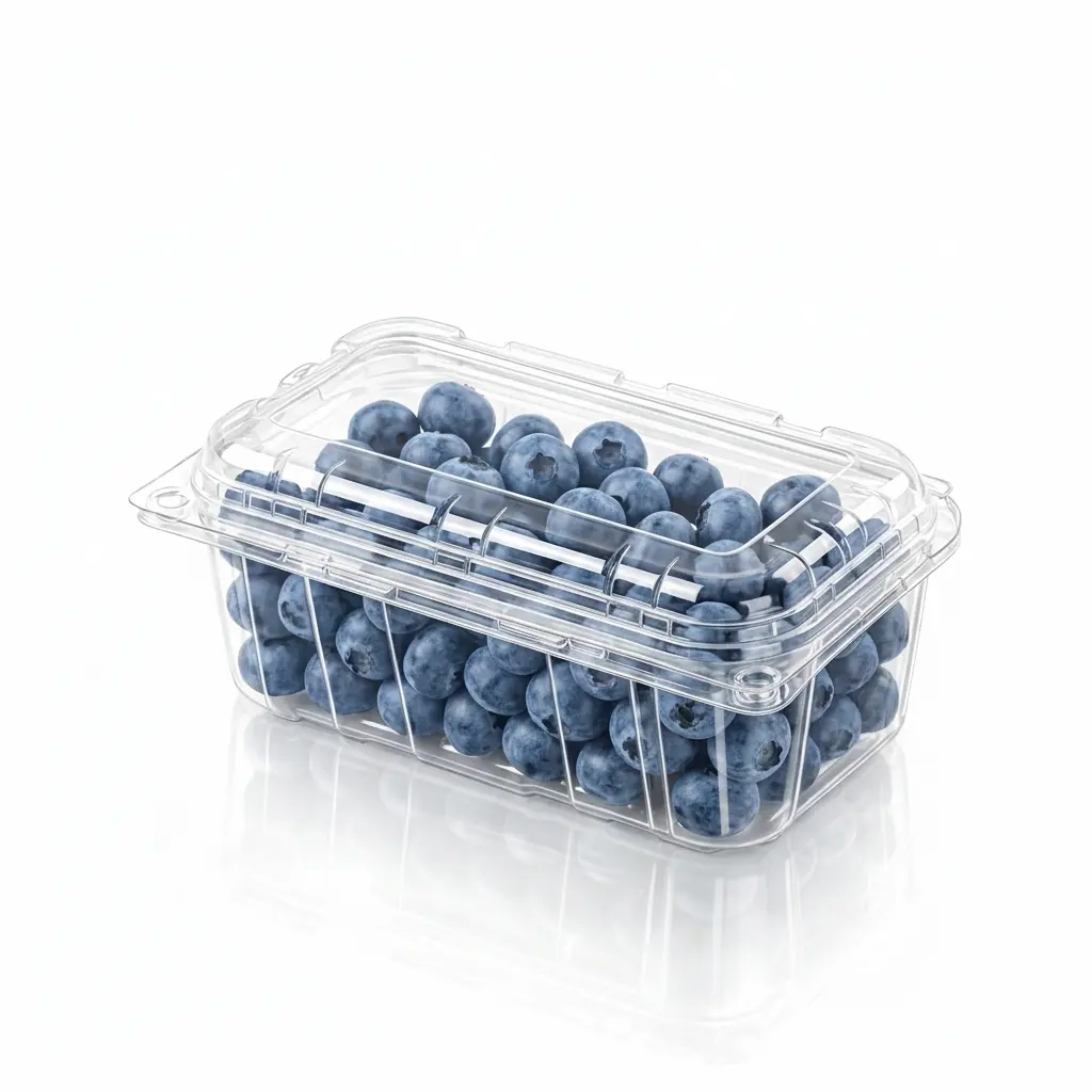 1LB Flip-Top Agricultural Container for Fresh Blueberry Packaging