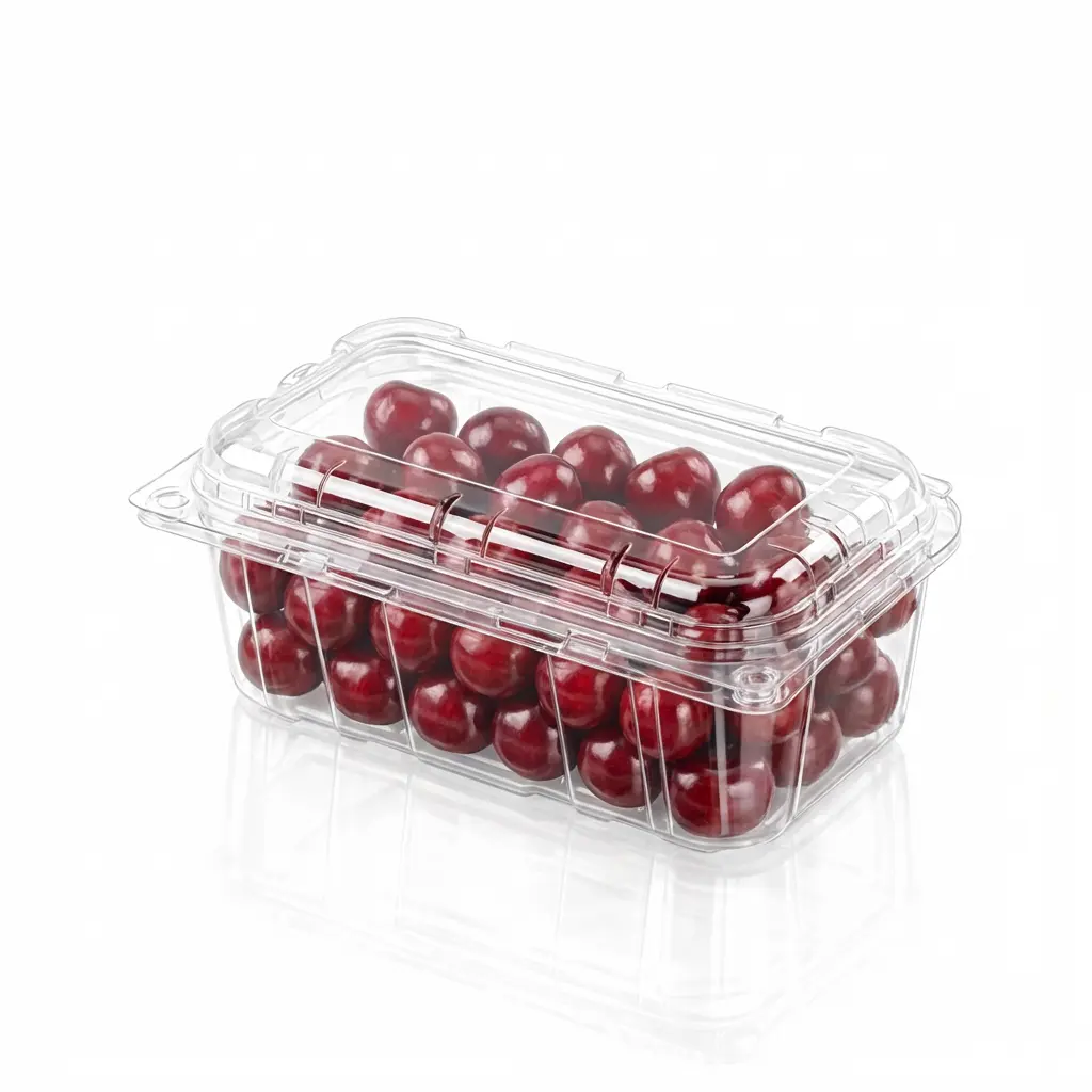 1LB Flip-Top Agricultural Container for Fresh Cherry Packaging