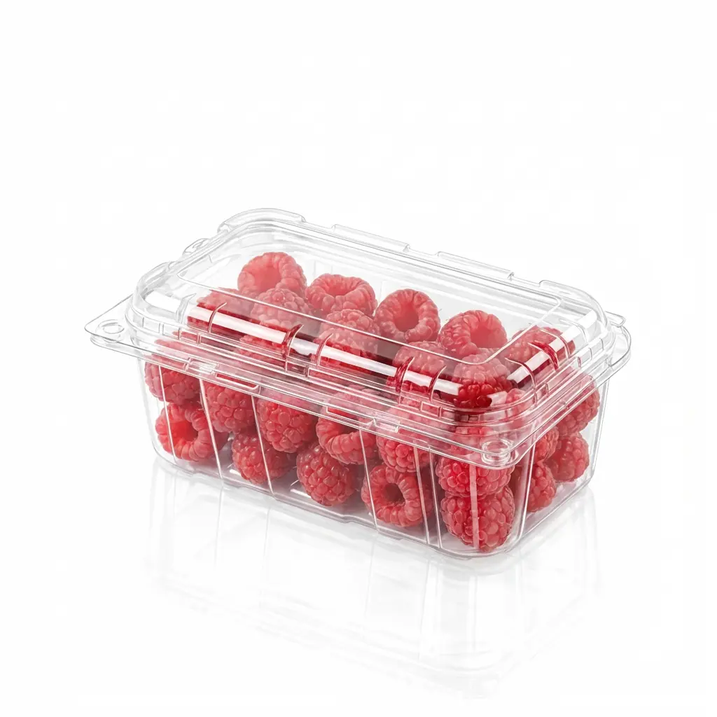 1LB Flip-Top Agricultural Container for Fresh Raspberry Packaging