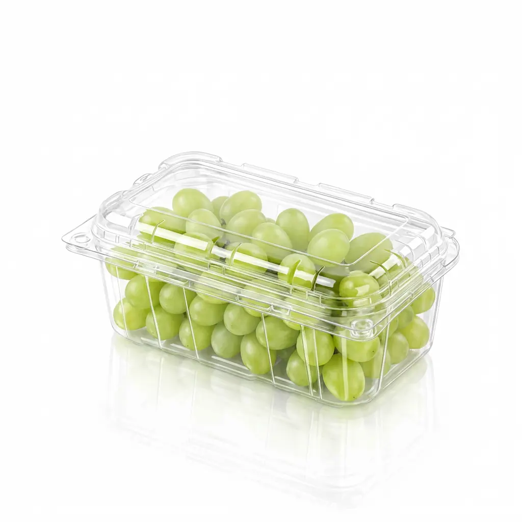 1LB Flip-Top Agricultural Container for Green Seedless Grapes