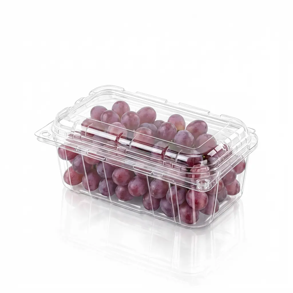 1LB Flip-Top Agricultural Container for Red Seedless Grapes