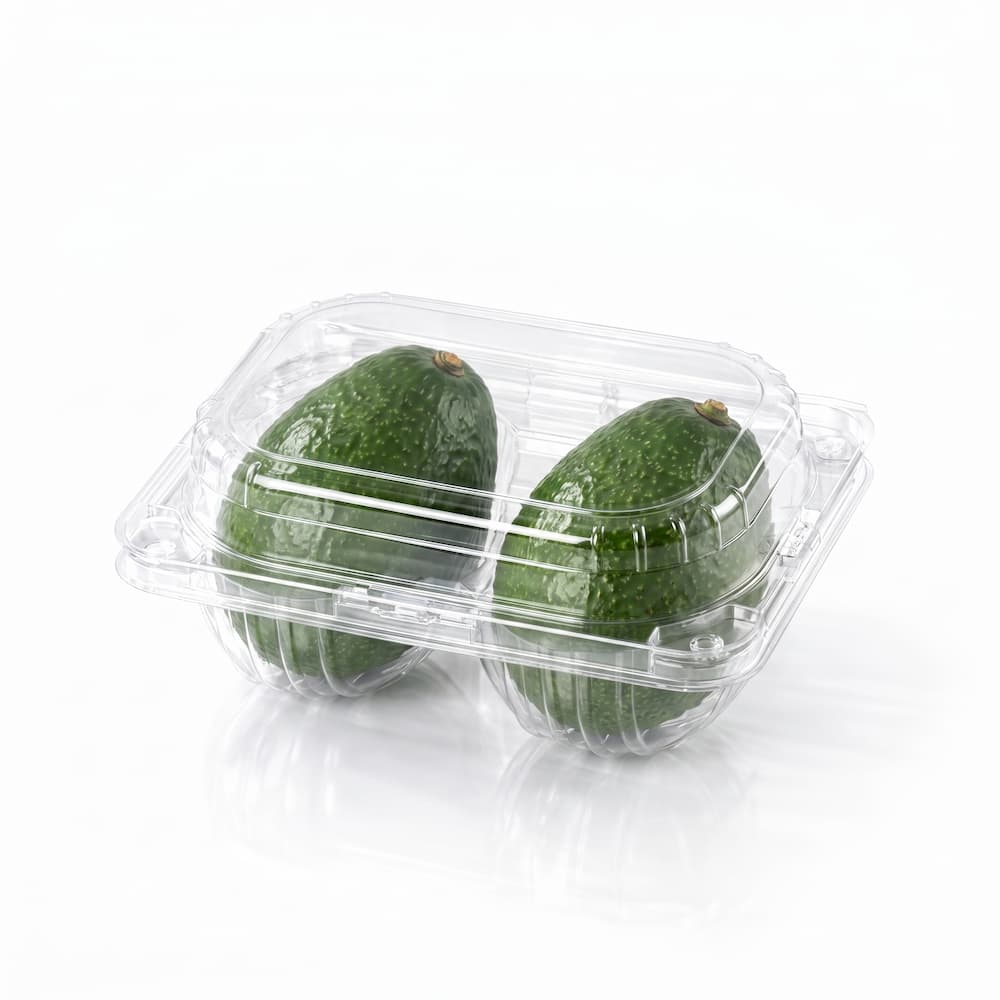 2 Cell PET Fruit Clamshell with Avocados