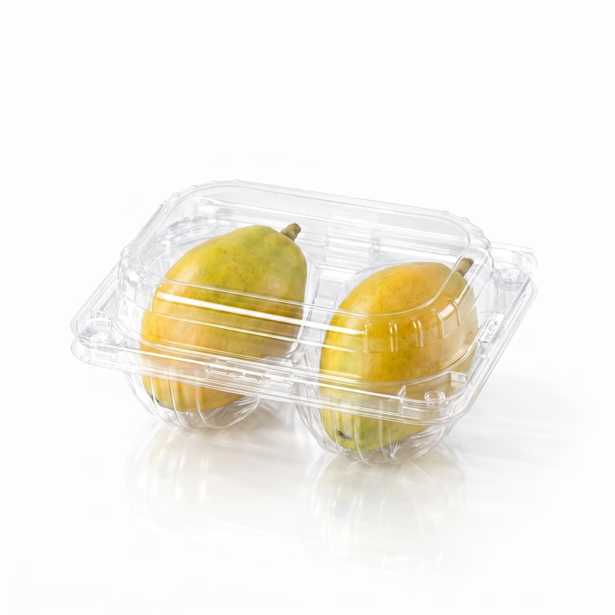 2 Cell PET Fruit Clamshell with Papayas