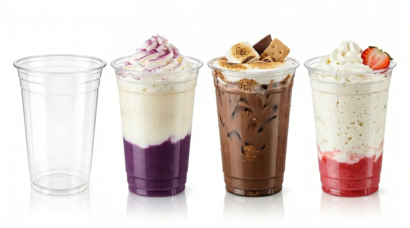 20 oz PET/RPET Clear Cold Cup for empty cup, cream drinks, and dessert beverages