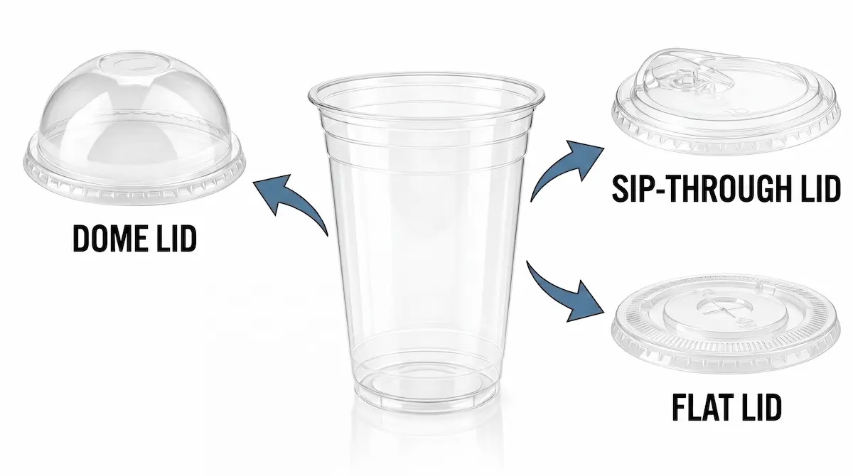 20 oz PET/RPET Clear Cold Cup compatible with dome lid, sip-through lid, and flat lid