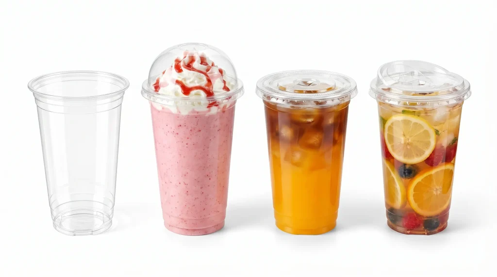 20 oz PET/RPET clear cold cup usage scenario set