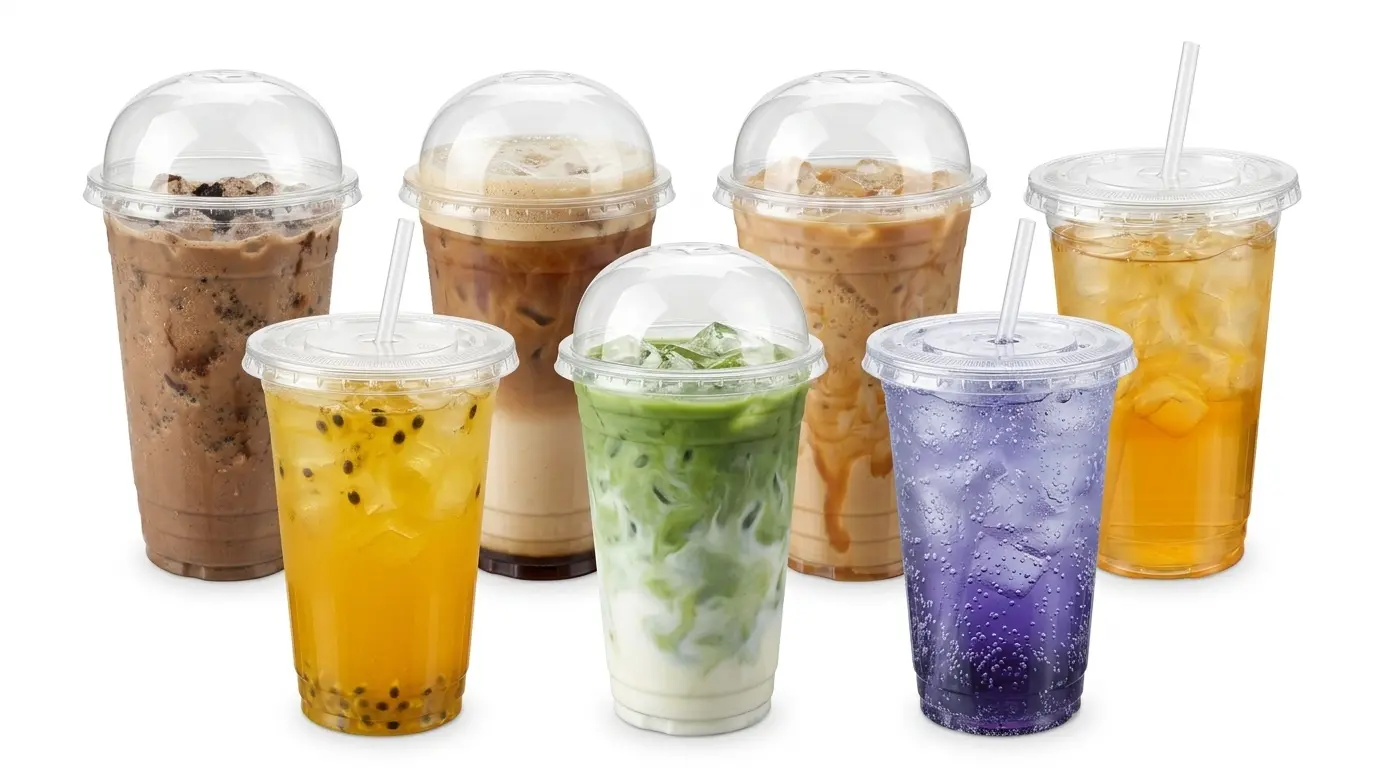 20 oz PET/RPET cold cup assorted drink display