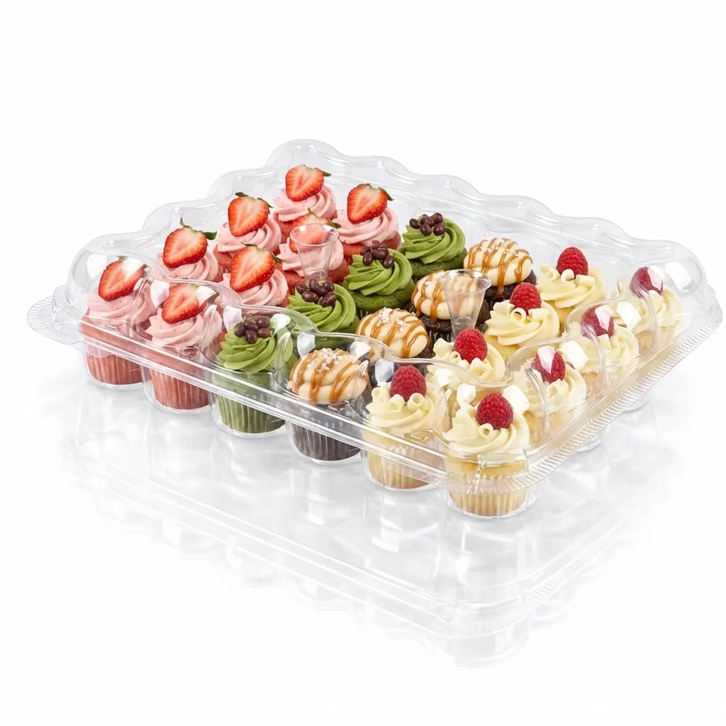 24-Count Mini Cupcake Container Fruit & Matcha Assortment Display