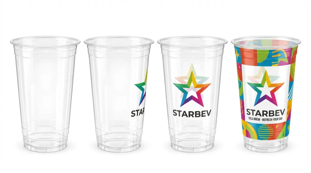 24 oz clear PET/RPET cold cup with custom logo printing options