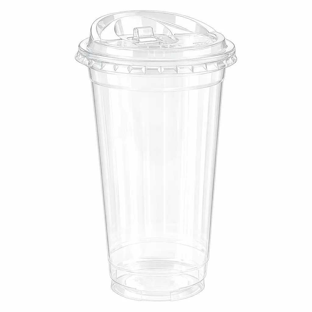 24oz-clear-pet-rpet-cold-cup-with-sip-through-lid.webp (1) : 24 oz clear PET/RPET cold cup with sip-through lid for iced beverage takeaway packaging