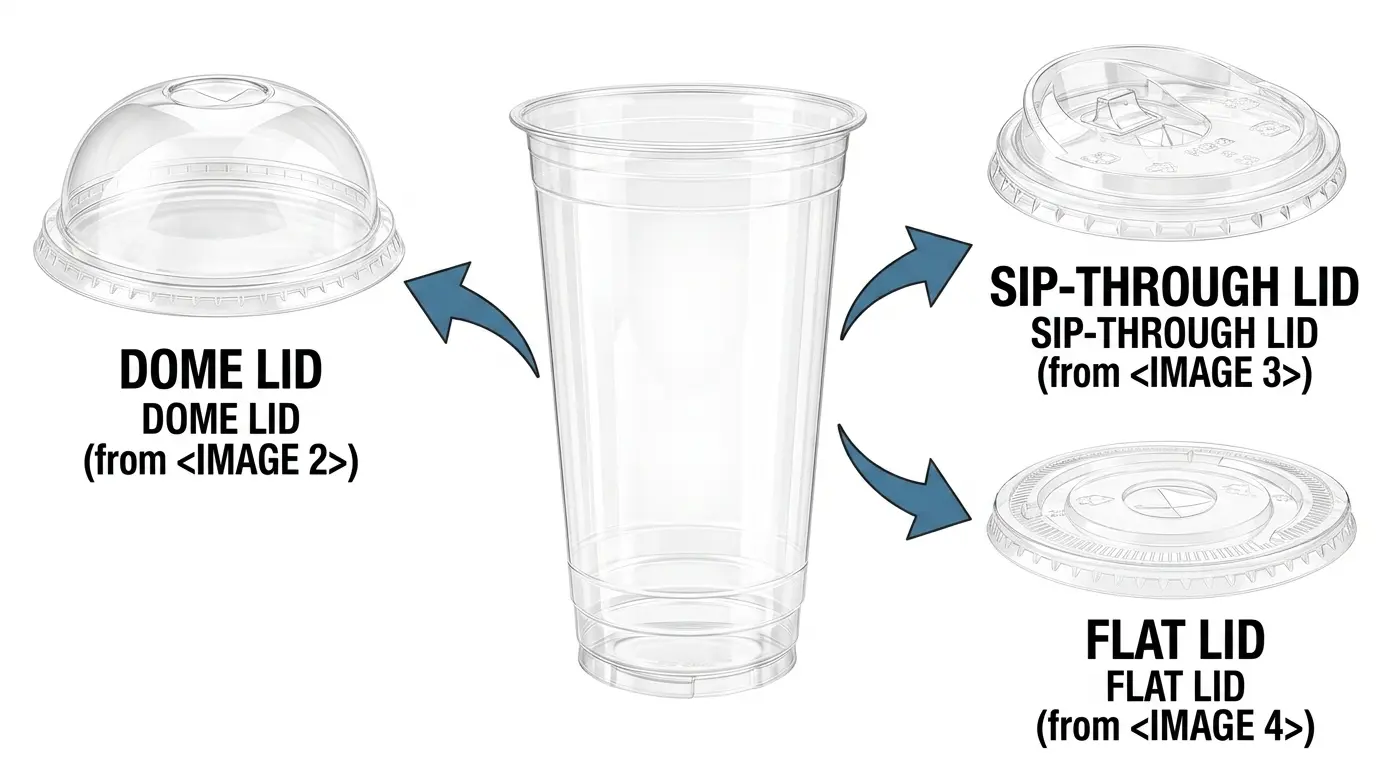 24 oz PET/RPET clear cold cup compatible with dome lid, sip-through lid, and flat lid