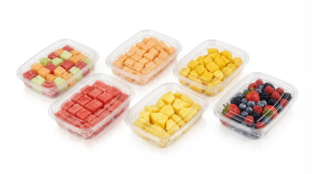 Assorted 27OZ 800ML Clear Single-Compartment Containers for fresh fruit packaging display
