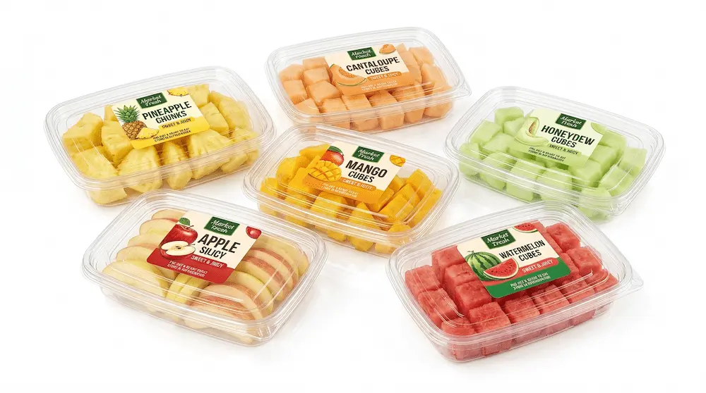 27OZ 800ML Clear Single-Compartment Container product range with fruit labels