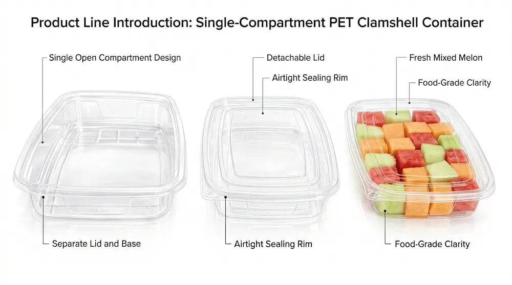 Product line introduction for 27OZ 800ML Clear Single-Compartment PET Clamshell Container