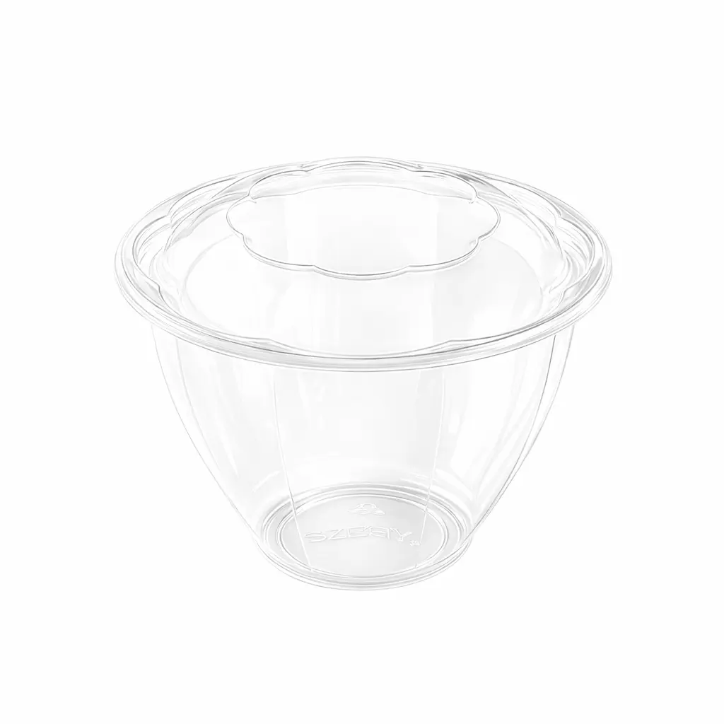48OZ PET Salad Bowl with Lid Front View
