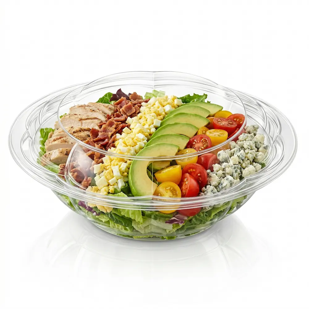 40OZ PET Salad Bowl with Large Lid for Deluxe Cobb Salad