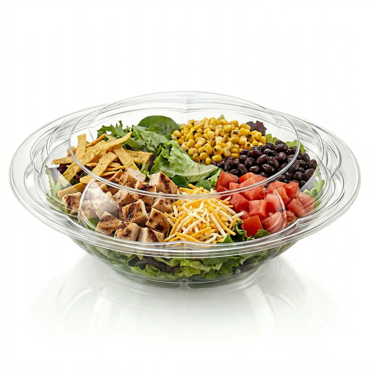 40OZ PET Salad Bowl with Large Lid for Southwest Chicken Salad
