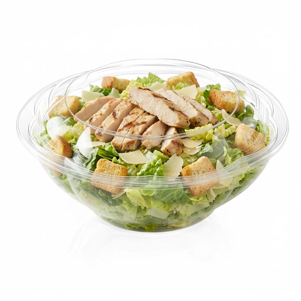 64OZ PET Salad Bowl for Family-Size Chicken Caesar Salad
