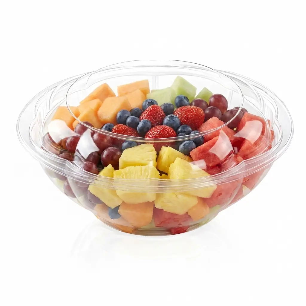 64OZ PET Salad Bowl for Premium Fresh-Cut Fruit Medley