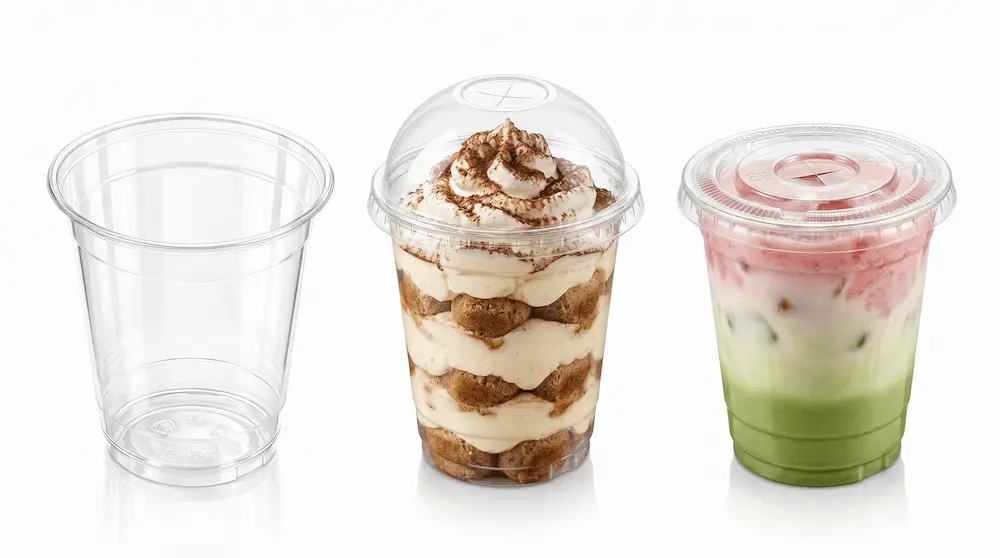 78mm 8oz 240ml clear PET rPET cold cup with dome and flat lid drink applications