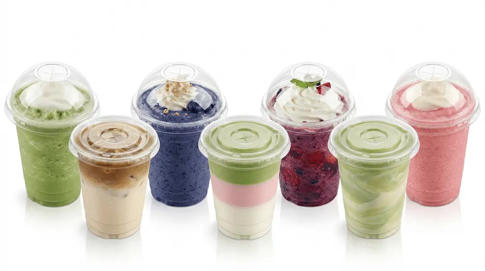 78mm 8oz 240ml clear PET rPET cold cups for iced drinks smoothies and milk tea