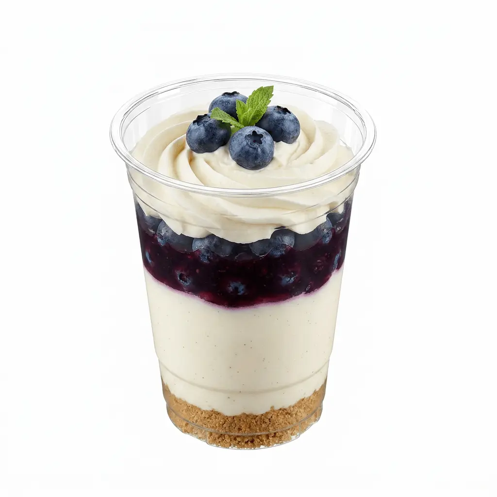 78mm-9oz-clear-pet-rpet-cold-cup-blueberry-cheesecake-dessert 78mm 9oz clear PET rPET cold cup for blueberry cheesecake dessert