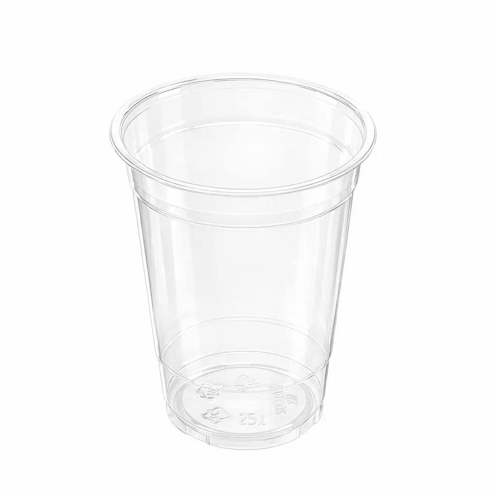 Empty 78mm 9oz clear PET rPET cold cup without lid