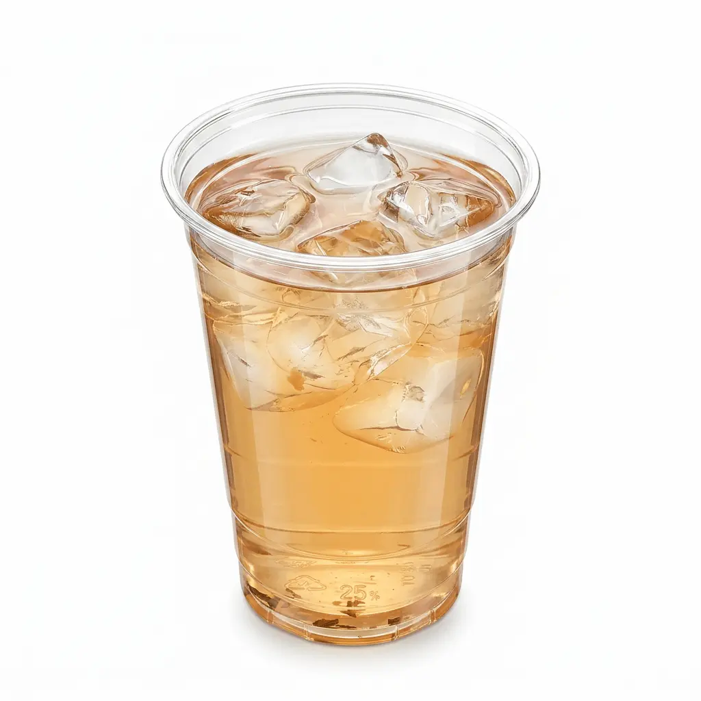 78mm-9oz-clear-pet-rpet-cold-cup-peach-oolong-iced-tea 78mm 9oz clear PET rPET cold cup for peach oolong iced tea