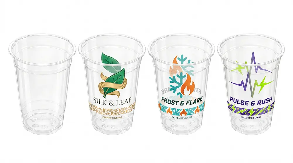 78mm 9oz clear PET rPET cold cups with custom printed branding options