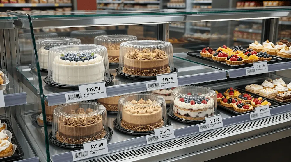 8 inch round plastic cake containers with high dome lids for upscale grocery dessert refrigerator