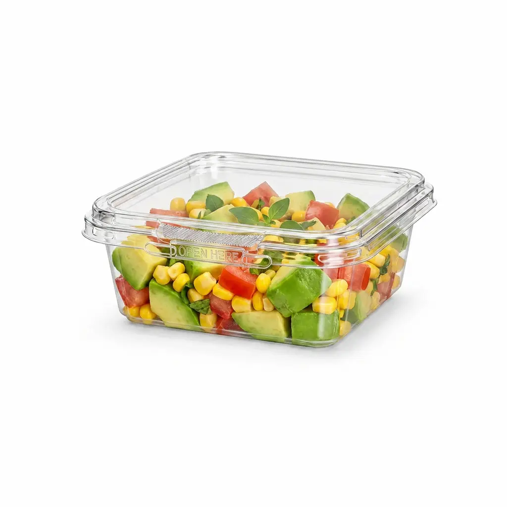 8oz-240ml-clear-square-pet-tamper-evident-container-avocado-corn-salad 8OZ/240ml Clear Square PET Tamper Evident Containers for avocado corn salad