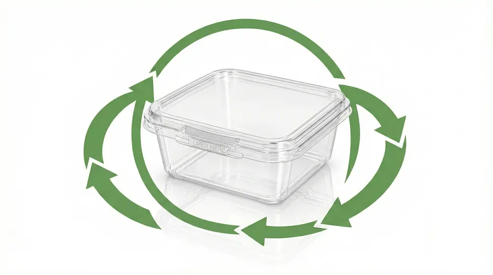 8OZ/240ml Clear Square PET Tamper Evident Containers recyclable clear PET packaging concept