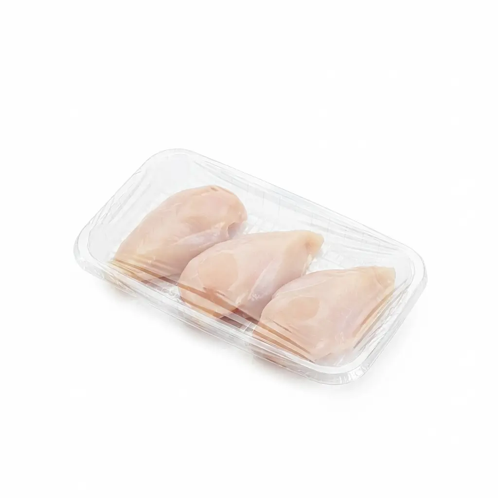 9 78 x 6 18 x 1 18 Clear PET Meat Tray Chicken Breast Retail Pack