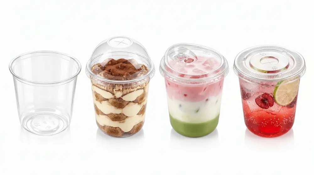 90mm 10oz 300ml clear PET/RPET cold cup for tiramisu dessert, matcha latte, and sparkling refresher packaging
