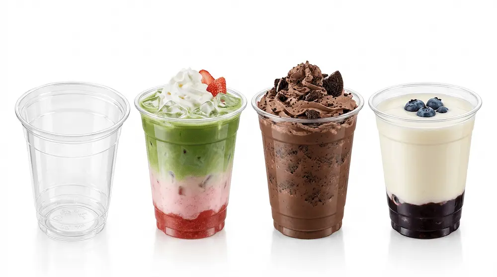 90mm 12oz clear PET cup for cold drinks, dessert cups, and layered beverages