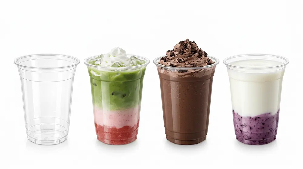90mm 14oz 400ml clear PET/RPET cold cup for matcha, smoothies, chocolate drinks, and berry beverages