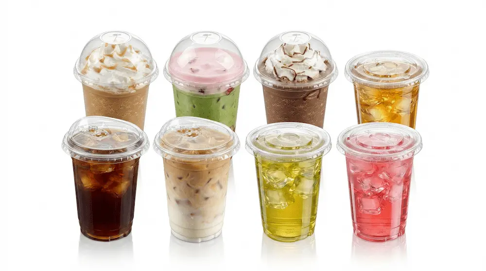 90mm 14oz 400ml clear PET/RPET cold cups for smoothies, iced coffee, refreshers, and topped drinks