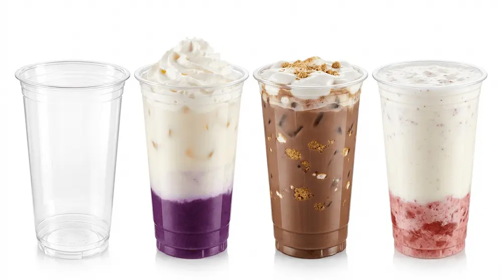90mm 20oz 600ml clear PET/RPET cold cup for smoothies, milk drinks, chocolate beverages, and fruit blends