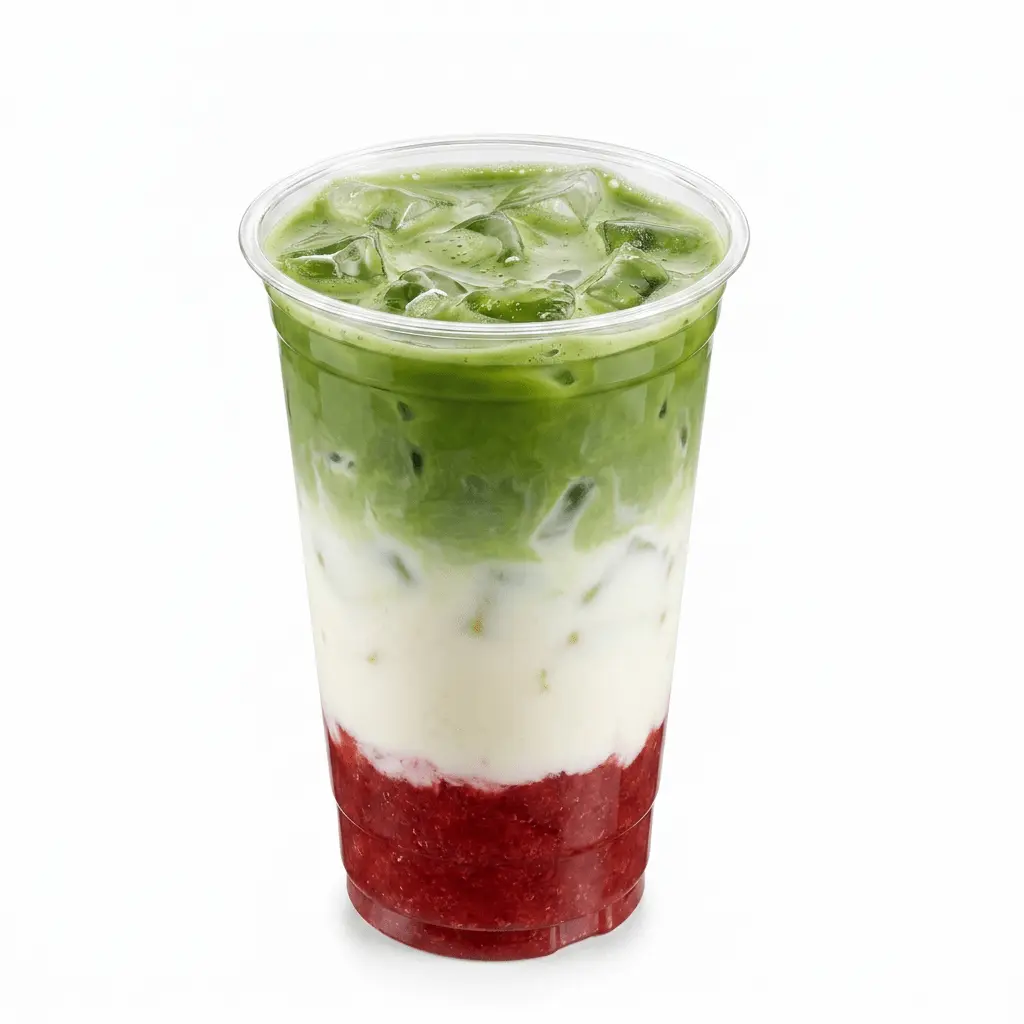 90mm-20oz-600ml-clear-pet-rpet-cold-cup-strawberry-matcha-latte 90mm 20oz 600ml clear PET/RPET cold cup for strawberry matcha latte and layered milk drinks